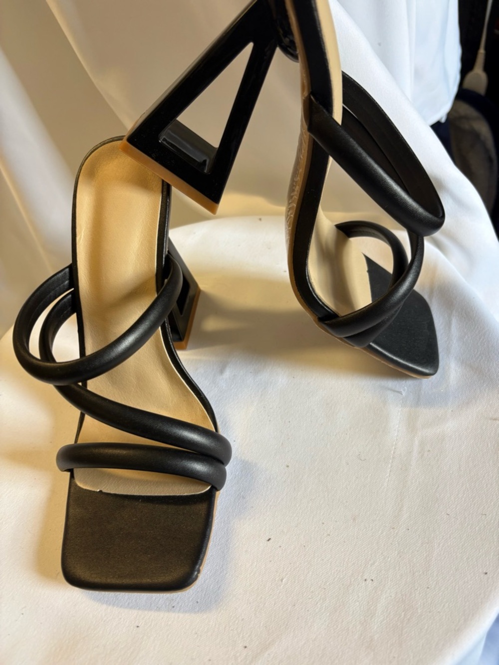 Black Strappy High-Heel Sandals